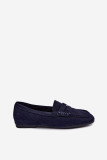 Flache Mokassins aus blauem Wildleder