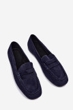 Flache Mokassins aus blauem Wildleder