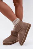 Beige Schneestiefel aus Wildleder mit Fellfutter