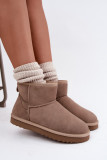 Beige Schneestiefel aus Wildleder mit Fellfutter