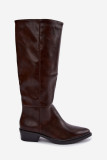 Gefütterte braune Overknee-Stiefel mit niedrigem Absatz