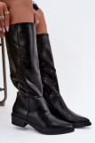 Gefütterte Overknee-Stiefel mit niedrigem Absatz schwarz