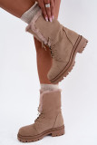 Beige gefütterte Ankle-Boots aus Wildlederimitat