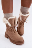 Beige gefütterte Ankle-Boots aus Velourslederimitat