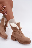 Beige gefütterte Ankle-Boots aus Velourslederimitat
