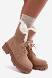 Beige gefütterte Ankle-Boots aus Velourslederimitat