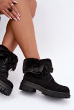 Schwarze gefütterte Ankle-Boots aus Wildlederimitat