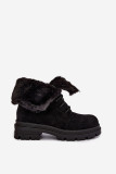 Schwarze gefütterte Ankle-Boots aus Wildlederimitat