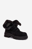 Schwarze gefütterte Ankle-Boots aus Wildlederimitat