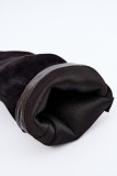 Schwarze Overknee-Stiefel mit doppeltem Schaft und Blockabsatz, gefüttert