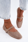 Beige Mary Jane Ballerinas aus Wildlederimitat