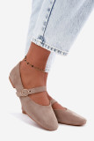 Beige Mary Jane Ballerinas aus Wildlederimitat