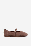 Barefoot-Ballerina mit Riemen aus beigem Wildleder
