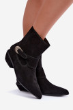 Gefütterte schwarze Ankle Boots aus echtem Veloursleder