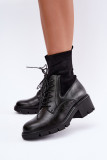 Schwarze gefütterte Stiefelette mit Blockabsatz