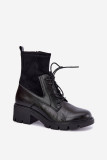 Schwarze gefütterte Stiefelette mit Blockabsatz