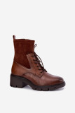 Braune Stiefelette mit Blockabsatz aus Kunstleder