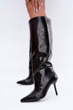 Gefütterte Overknee-Stiefel mit Stilettoabsatz schwarz