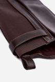 Gefütterte Stiefel mit Blockabsatz und Schnalle, braun