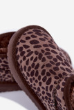 Schneestiefel mit Leopardenmuster, braun, aus Kunstveloursleder