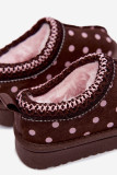 Braune Schneestiefel mit Stickerei und Plateausohle