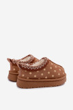 Braune Winterstiefel mit Stickerei und Punkten