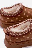 Braune Winterstiefel mit Stickerei und Punkten