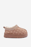 Beige Schneestiefel mit Muster und Stickerei