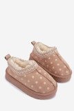 Beige Schneestiefel mit Muster und Stickerei