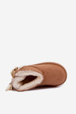 Brauner Schneestiefel mit Schleife aus Kunstveloursleder