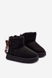 Schwarzer Winterstiefel mit Schleife aus Kunstveloursleder