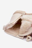 Beige gefütterte Stiefelette mit Blumenmuster