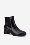Schwarze Stiefelette aus Kunstleder mit Blockabsatz