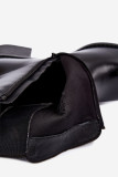 Schwarze Stiefelette aus Kunstleder mit Blockabsatz