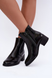 Schwarze Stiefelette aus Kunstleder mit Blockabsatz