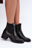 Schwarze Stiefelette aus Kunstleder mit Blockabsatz