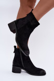 Schwarze Stiefelette mit niedrigem Blockabsatz und Reißverschluss