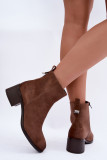 Beige Stiefelette mit niedrigem Blockabsatz, Reißverschluss und warmem Futter