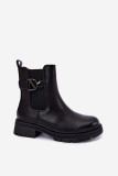 Gefütterte schwarze Stiefelette mit Zierde