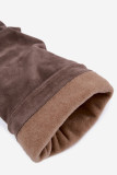 Overknee-Stiefel aus Veloursleder mit Blockabsatz, beige