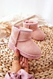 Gefütterte rosa Schneestiefel aus Wildlederimitat