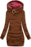 Sweatshirt/Sweatkleid mit Karomuster Braun