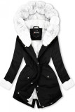 Parka mit abnehmbaren Fellimitat schwarz/weiß