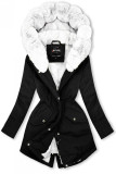Parka mit abnehmbaren Fellimitat schwarz/weiß