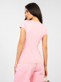 Damen T-Shirt in Rosa mit Wickelausschnitt