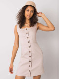 Beige Kleid mit Knöpfen