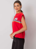 Rotes Damen T-Shirt aus Baumwolle mit Druck