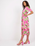 Rosa Blumen Midi Kleid