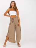 Beige luftige Hose mit Schlitz OCH BELLA