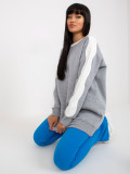 Grau-weiße Basic Sweatshirt ohne Kapuze RUE PARIS